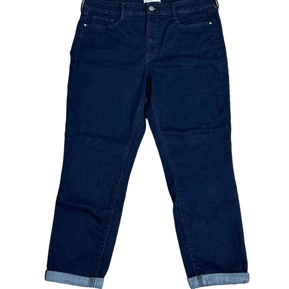 Ladies Nine West 14 Large Crop Ankle Rolled Hem Jeans Skinny Dark Wash Navy Blue - Picture 3 of 10